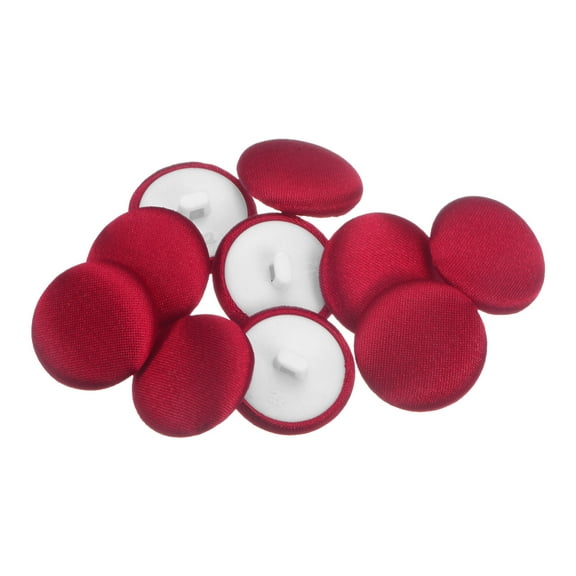Uxcell 10pcs Fabric Cloth Covered Button 20mm Round Plastic Sewing Buttons for Suits Dress Blouses, Deep Red