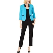 Le Suit Womens Petites Shawl Collar One-Button Suit Jacket Blue 4P