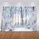 thumbnail image 1 of Fondo de fotografía personalizado de paisaje invernal con bosque nevado, copos de nieve congelados y decoraciones para fiestas, escenas de nieve invernales, paisajes naturales (2,1 x 1,5 m), 1 of 7