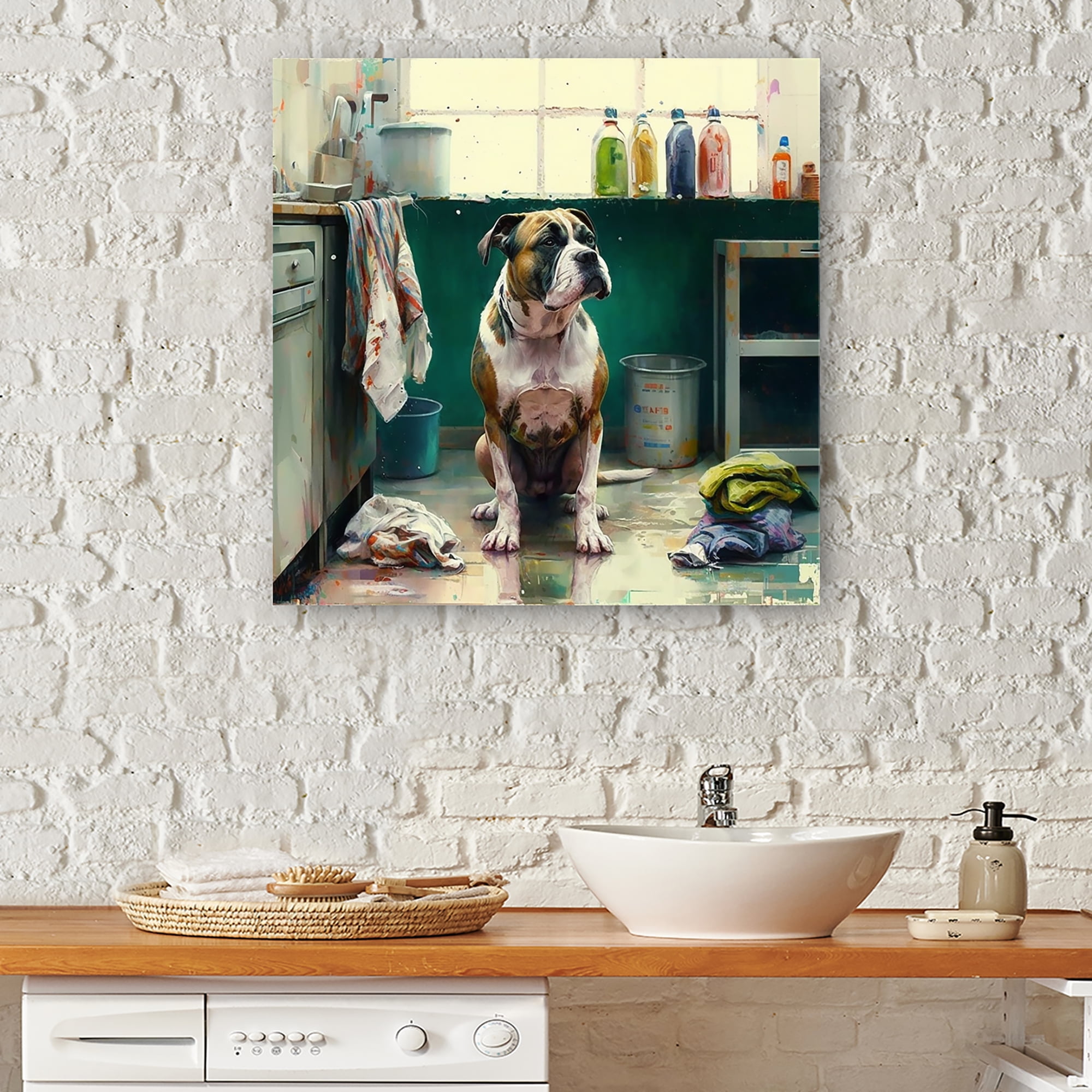 Designart Boxer Dog Don T Like Cleaning III Canvas Wall Art