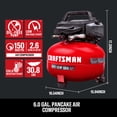 thumbnail image 2 of CRAFTSMAN 6 Gallon Pancake Air Compressor, Portable Oil-Free, 150 PSI, 2.6 SCFM @ 90 PSI, with 10-Piece Accessory Kit, Model CMXECXA0210641B, 2 of 9