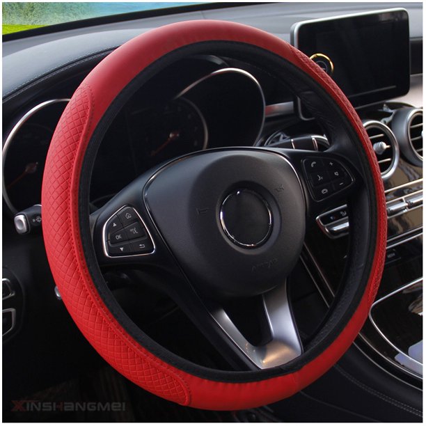 Funda De Cuero De Microfibra Para Volante De Coche , Universal Fit 37-39cm Protector De Rueda Antideslizante huangjie unisex
