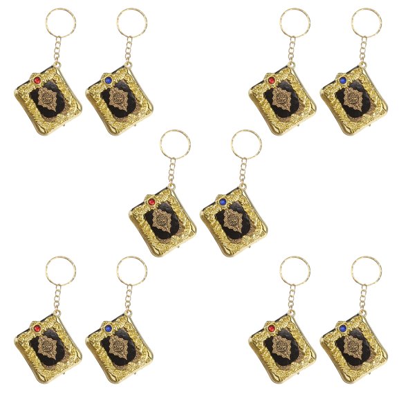 icolorfuled 10pcs Quran Koran Book Pendant Vintage Keychain Religion Keyring Golden