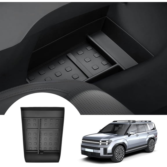Canvcle Lower Center Console Organizer for 2024 2025 Hyundai Santa Fe Accessories Bottom Center Console Insert Tray Armrest Storage Box