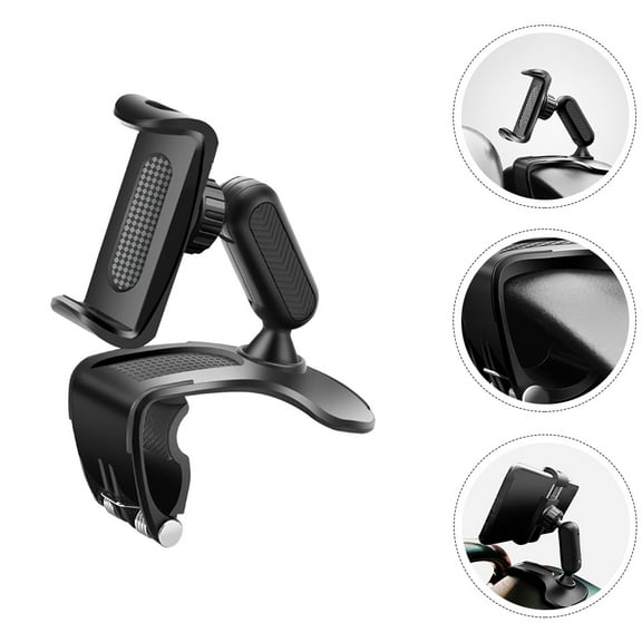 Tineasur Rotating Black Car Phone Holder Adjustable Phone Stand for Dashboard and Rearview Mirror