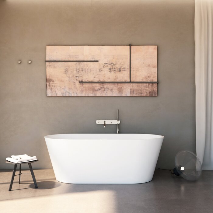 Vanity Art 59 X 30 Inches Freestanding Solid Surface Bathtub Soaking Tub With Matte White Finish Upc Certified Slotted Overflow And Pop Up Drain Va6912 Ms Walmart Com Walmart Com