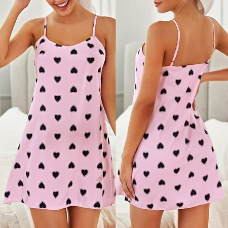 

Levmjia Summer Pajamas For Women Plus Size Clearance Sling Pajamas Nightdress Lingerie Women Underwear Sleepwear Love Printing