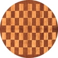 thumbnail image 1 of Ahgly Company Indoor Round Checkered Orange Modern Area Rugs, 7' Round, 1 of 4