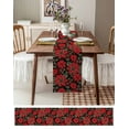 thumbnail image 3 of Ldtrchee Christmas Poinsettia Table Runner 108 Inches, Xmas Floral Botanical Red Black Bed Runner Dresser Scarves Tabletop for Indoor Outdoor Parties/Ceremony/Banquet, 13"x 108", 3 of 8