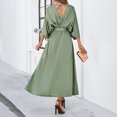 thumbnail image 4 of Baywell 2024 Women Maxi Dress Casual High Waist Summer Sundress V-Neck 3/4 Sleeve Long Dresses, 4 of 9