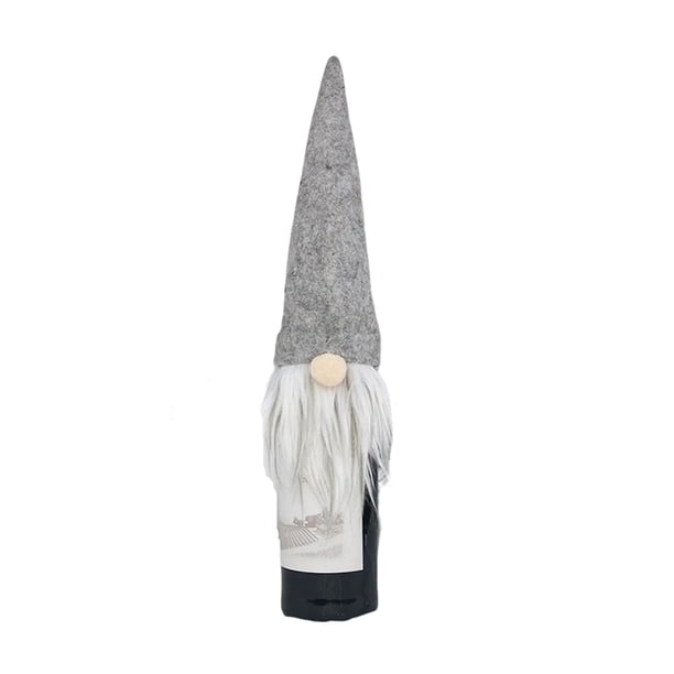 Kearding Cubierta navideña para botella de vino, ambientes de fiesta, decoración sin rostro, cocina, de comedor de Navidad, manga Gris