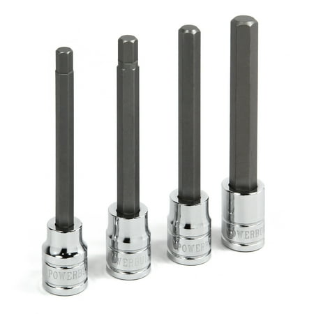 UPC: 0028907271972 | Powerbuilt 4 Pc. 3/8-Inch Drive Metric Long Reach Hex Bit Socket Set – 647060