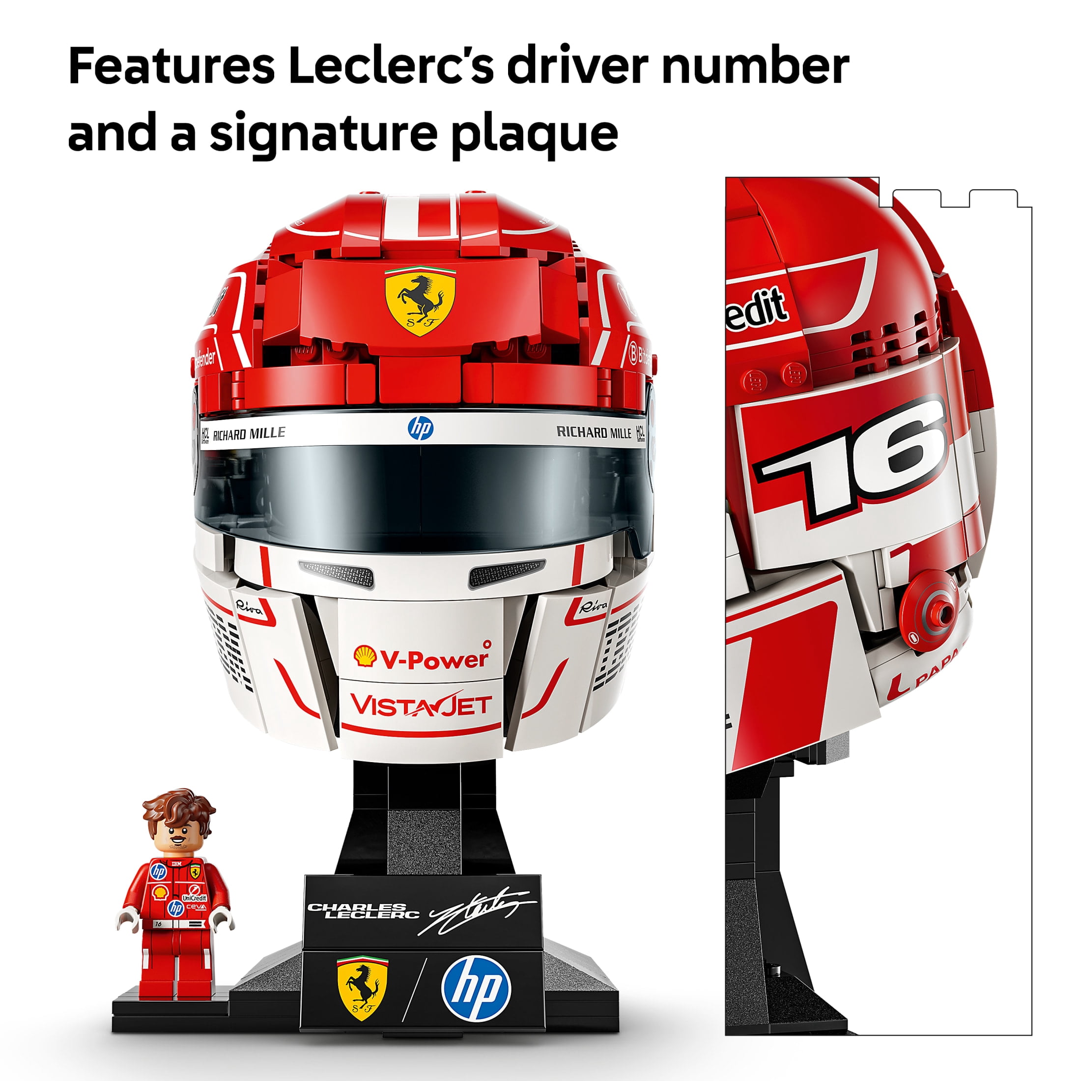 LEGO Editions Scuderia Ferrari HP Charles Leclerc Helmet - Building Set for Teens, Ages 14+ - Collectible F1 Display - Bedroom or Home Office Decor - Fathers Day Gift - 43014