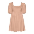 thumbnail image 4 of Aimik Ladies' Square Neckline Short Sleeve Solid Color Short Dress Summer Casual and Loose Womens Short Dress, 4 of 6