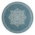 thumbnail image 2 of Unique Loom Outdoor Traditional Collection Area Rug - Antique (6' 1" Round Teal/Ivory), 2 of 6