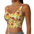 thumbnail image 2 of Gukieu Bees Honeycomb Jars Of Honey Flowers Print Women's Sports Vest, Low-neck U-shaped Removable Pad Sports Bra for Yoga, Exercise, Dance-XX-Large, 2 of 8