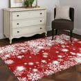 thumbnail image 5 of Red Snowflake Christmas Area Rug 4x6 Washable Rug Non Slip Winter Xmas Star Snowflake Large Area Rug Indoor Floor Carpet for Entryway Bedroom Kitchen Living Room Home Office Dining Room Nursery, 5 of 8