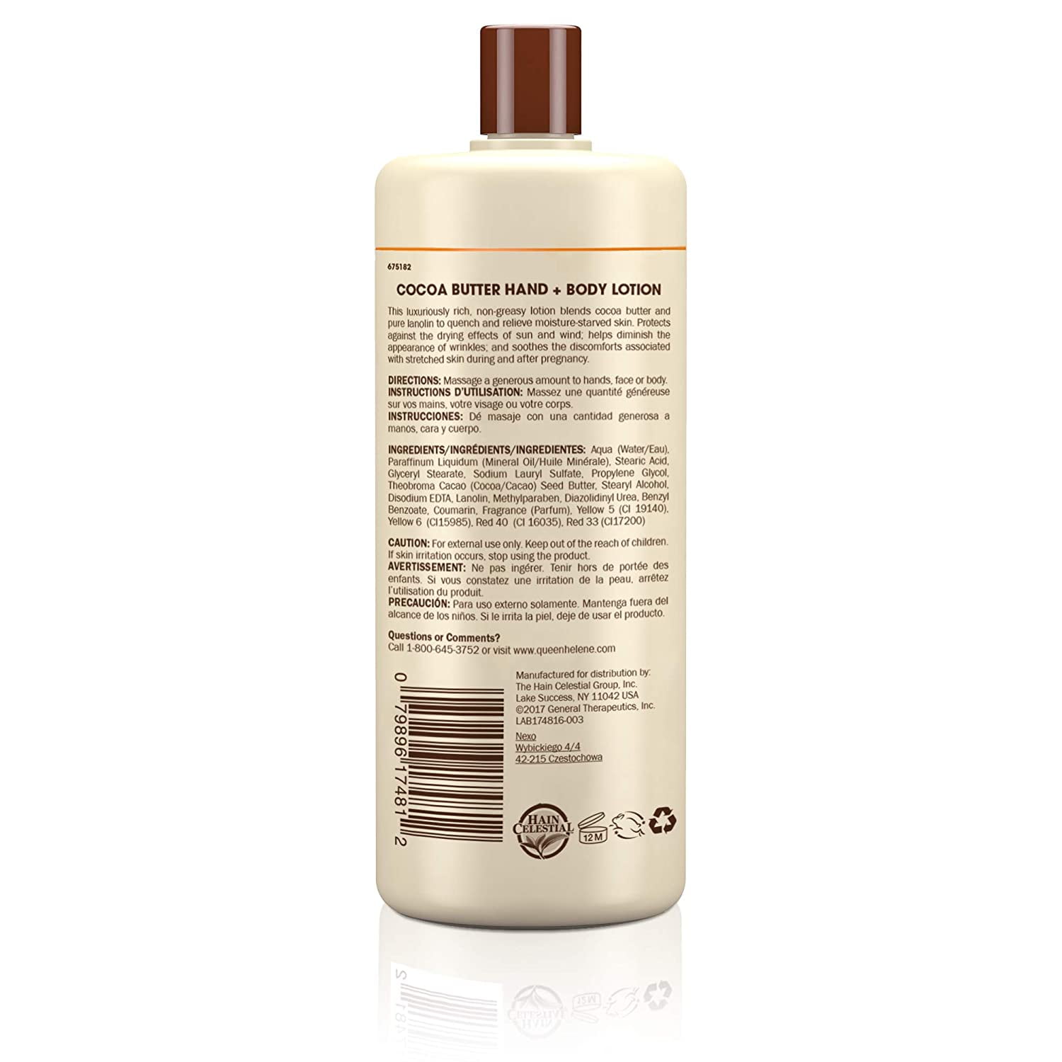QUEEN HELENE Cocoa Butter Hand and Body Lotion 32 oz (Pack of 3)
