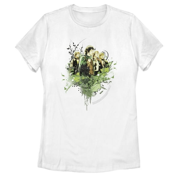 Women's The Lord of the Rings Fellowship of the Ring Hobbit Paint Splatter  Graphic Tee White 2X Large
