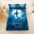 thumbnail image 5 of jejeloiu Underwater Shark Print Bed Sheets,Ocean Fish Pattern Full Size Sheets For Boys,Blue Black,4pcs,1 Flat Sheet, 1 Fitted Sheet and 2 Pillowcases, 5 of 6