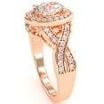 thumbnail image 5 of Three Stone White Topaz Diamond Peekaboo Halo Engagement Ring In 14k Rose Gold, 5 of 6