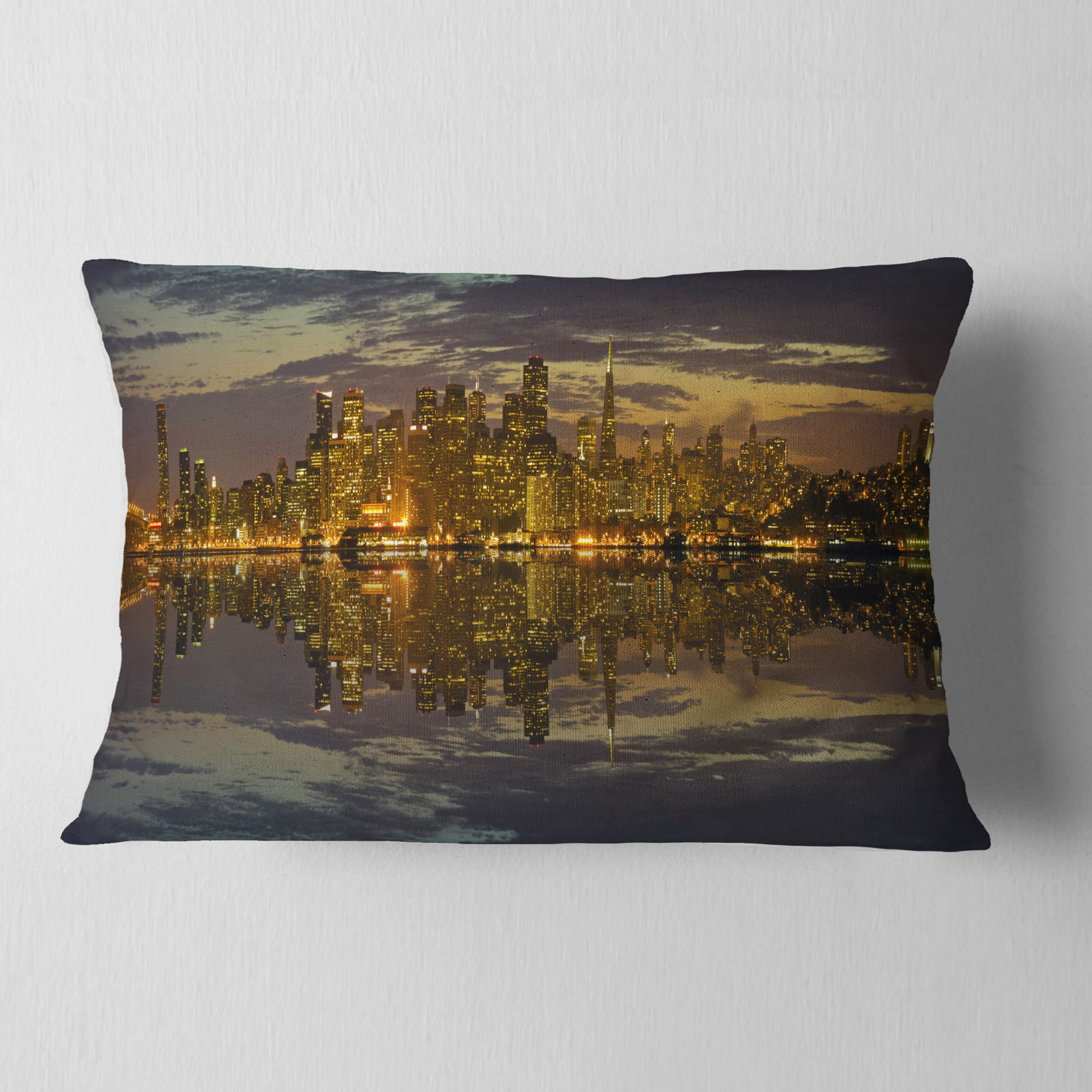 Designart San Francisco at Sunset Panorama - Cityscape Throw Pillow - 12x20