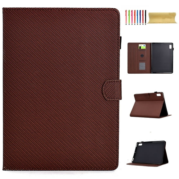 Case for Lenovo Tab M9 9.0" 2023, Carbon Fiber Texture PU Leather Multi-Angle Viewing Stand Shockproof Flip Case with Card Slots Magnetic Clasp, for Lenovo Tab M9 9.0" 2023, Brown