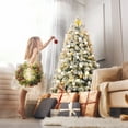 thumbnail image 3 of Gymax 6FT Snow Flocked Artificial Christmas Tree Hinged Pine Tree w/ Metal Stand, 3 of 10