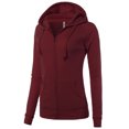 thumbnail image 2 of A2Y Women's Casual Fitted Lightweight Pocket Zip Up Hoodie Ruby Burgundy 1XL, 2 of 3