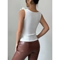 thumbnail image 6 of Women'S 3D Floral Fitted Tank Top Scoop Neck Sleeveless Ribbed Knit Tops White L, 6 of 7