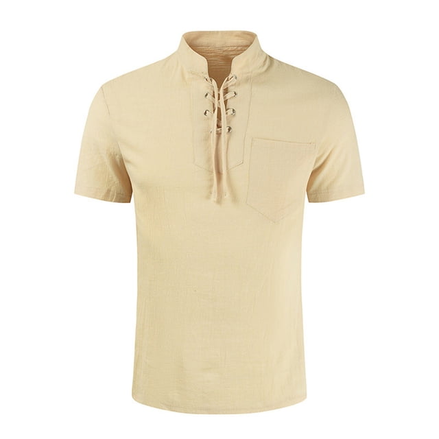 pstuiky camisetas para hombre, Camisa informal de manga corta con cuello alto y cómoda para hombre camisas casuales para hombre xxl