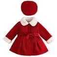 thumbnail image 2 of MKOSPLRT Toddler Baby Girl Fleece Jacket Long-sleeve Button Sherpa Collar Wool Blend Coat Outerwear Solid Warm Dress Coats with Hat Pcoket 6M-2T, 2 of 7