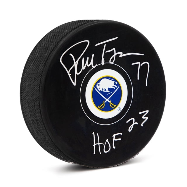 Pierre Turgeon Rondelle de Hockey des Buffalo Sabres Autographiée avec Note HOF