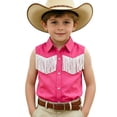 thumbnail image 3 of LYHaoo Boys And Girls Western Cowboy Shirt,Fringe Shirt Sleeveless Button Down Tassel Shirts for Kids,5-6 Years, 3 of 6