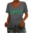 thumbnail image 3 of lcziwo Today Sales, St. Patrick's Day T Shirt for Women Lucky Clover Graphic Tees Casual Loose Fit Irish Shirts Cute U Neck Tunic Tops Blouse Dark Gray M, 3 of 5