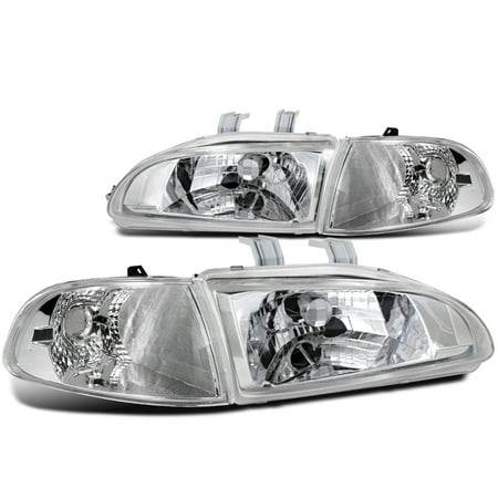 - Spec-D Tuning 1992-1995 Honda Civic Si Dx Cx Hatchback Chrome Crystal Corner Lamps Headlights (Left + Right) 92 93 94 95