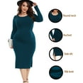 thumbnail image 2 of Bearsland Women's Long Sleeve Ribbed Knit Side Slit Maternity Dress Casual Ruched Bodycon Sweater Dress Pregnancy Clothes, 2 of 7