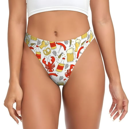 Sigee Crabs And Beer for Women s G-String Panty  Low Rise  Soft Lace Perfect for Everyday Wear or Special Occasions-3X-Large