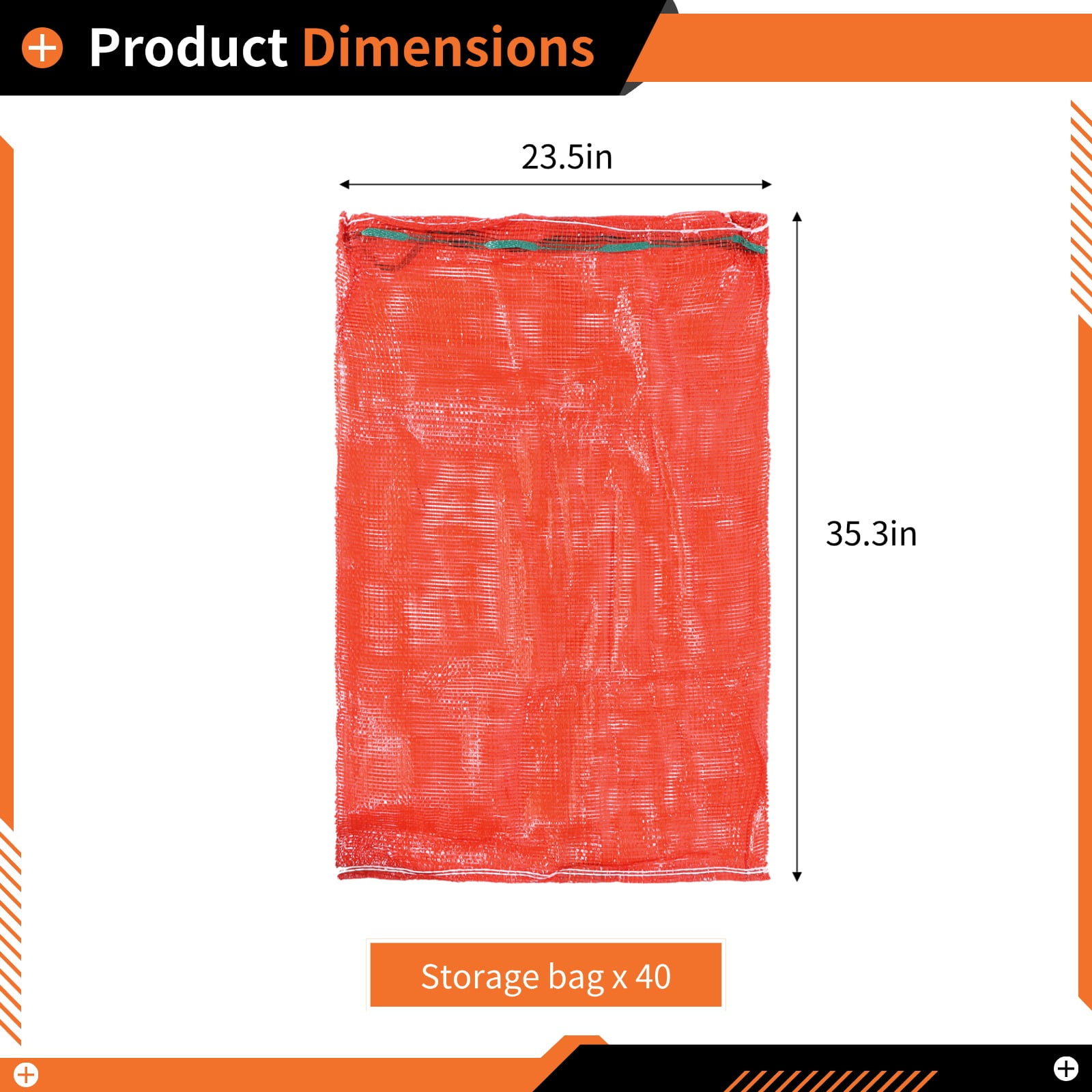 40 Pack Produce Storage Mesh Bags,35.3 x 23.5 Inches Mesh Onion Bags,Hanging Reusable Breathable Vegetable Storage Net Bags with Drawstring for Onions, Vegetables, Potatoes