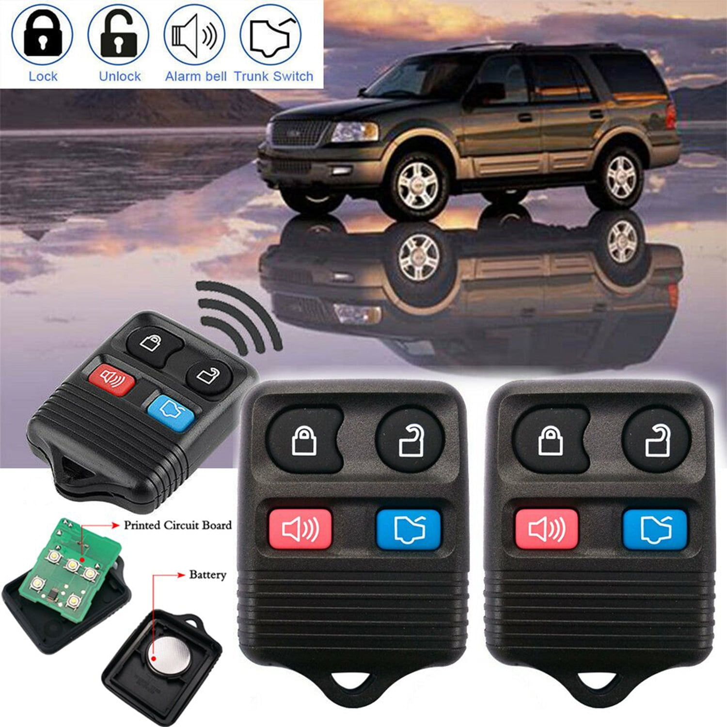 2 Car Key Fob Remote 4B For 2003 2004 2005 2006 2007 2008 2009 Ford Expedition 