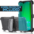 thumbnail image 2 of Value Pack for 6.2" Motorola Moto G7 Combo Holster Screen Protector Kickstand Buit in Screen Daul Layer Rugged Hard Back Shockproof Resistant Belt Clip Heavy Duty Armor Bumper Phone Case + [Black], 2 of 4