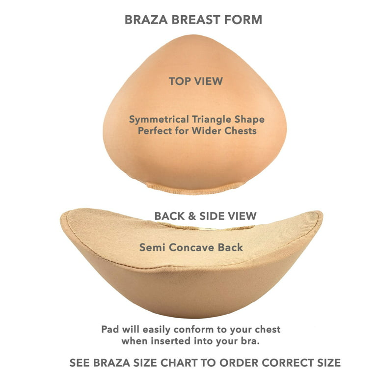Braza - Foam Mastectomy Breast Form Prosthesis Bra Insert Pads - 5 Sizes,  4, Beige