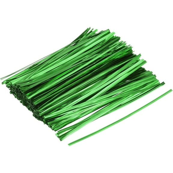 800Pcs Foil Twist Ties,Durable Wire Ties for Gift Wraping Bags,7.9In Green Metallic Twist Ties for Candy,Bread Bags,Treat Bags,Cake Pops