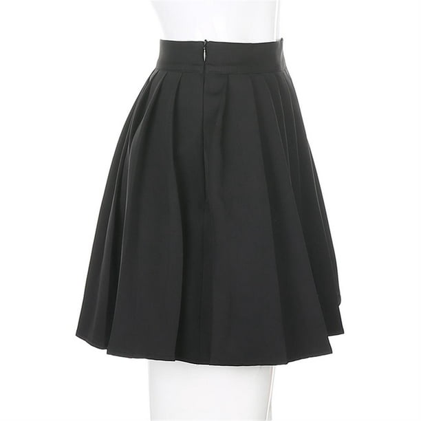 Buy High Waist Elastic Pleated Short Skirt - Black