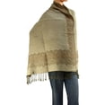 thumbnail image 3 of Falari Women's Large Double Layered Pashmina Shawl Wrap Border Pattern Scarf Khaki, 3 of 4