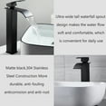 thumbnail image 3 of Bokaiya Black Tall Waterfall Bathroom Faucet Vessel Sink Faucet Single Handle One Hole Stainless Steel Deck Mount Hot and Cold Water Mixer Tap with Hoses, 3 of 6