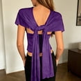 thumbnail image 3 of Adjustable Strap Knotted Backless Tank Top Casual Slim Fit Sleeveless Shirt for Women Daily WearPurpleOne Size, 3 of 5