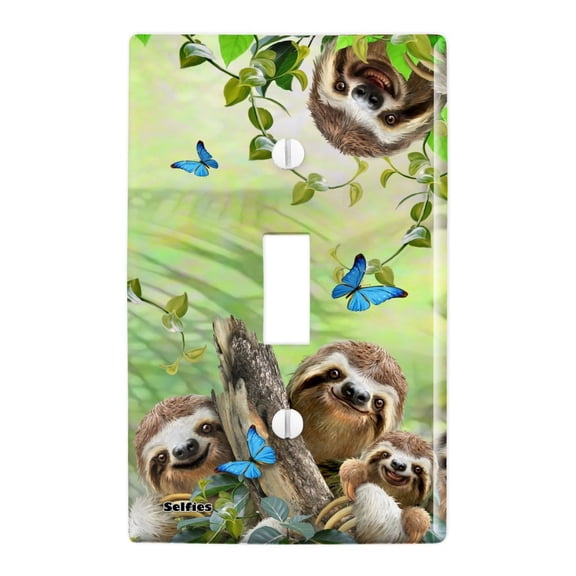 Sloth Family Selfie Plastic Wall Decor Toggle Light Switch Plate Cover