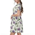 thumbnail image 2 of Naloa Spring Flowers Print Womens Summer A-Line Dress with Pockets,Short Sleeve Dresses,Flowy Beach Swing Dress for Vacation Travel, 2 of 6