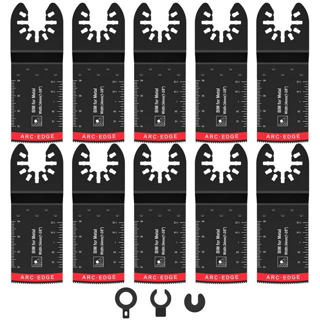 MesaSe 10PCS Oscillating Saw Blades 40mm Cutting Depth Arc Edge Bi-Metal Multitool Saw Blade Quick Release for Wood with Nails Wood Metal